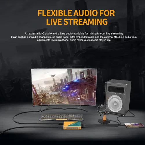 Vista 4 de AVMATRIX Tarjeta de captura de juegos UC2218-4K, paso 4K60, captura sin comprimir Plug and Play 1080p60 para transmisión en OBS, Vmix, latencia