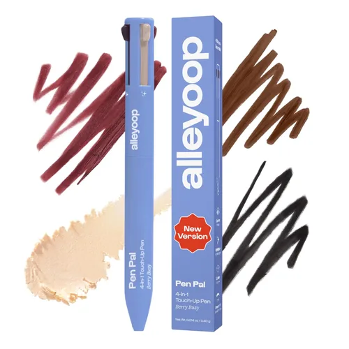 Alleyoop Pen Pal - Bolígrafo de maquillaje 4 en 1, viene con delineador de ojos, delineador de labios, resaltador de maquillaje y lápices de cejas