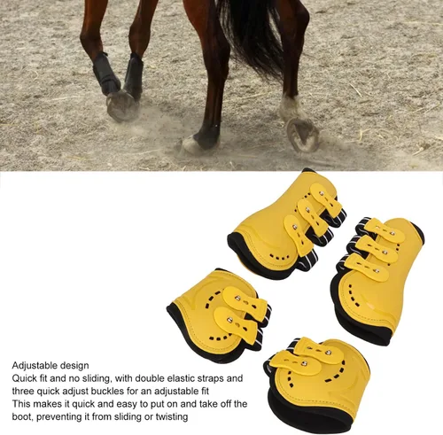 Vista 5 de Botas de tendón para caballo, frente abierto, transpirables, ajustables, botas protectoras para caballo, forro suave, botas protectoras para caballo
