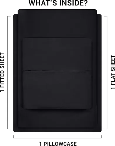 Vista 3 de Utopia Bedding Juego de sábanas de 3 piezas, microfibra cepillada, resistente al encogimiento y a la decoloración, fácil cuidado (individual, negro)