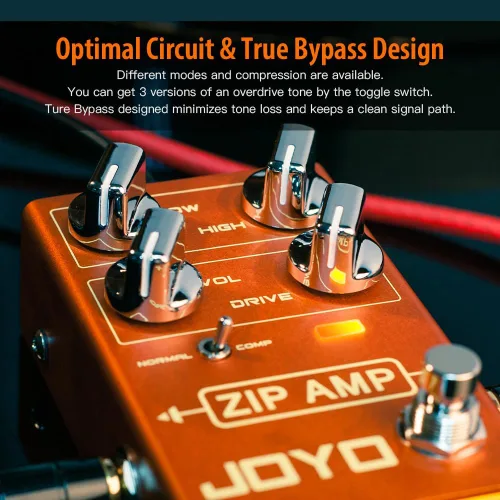 Vista 3 de JOYO Pedal de Overdrive Serie R Pedal OD Tono de Compresión Rock con Ganancia COMP para Efecto de Guitarra Eléctrica (ZIP AMP R-04)