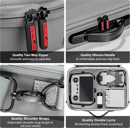 Vista 3 de STARTRC Estuche de transporte para DJI Mini 4 Pro, bolsa de viaje portátil para DJI Mini 4 Pro Fly More Combo (DJI RC 2 Controlador)-Drone Bolsa