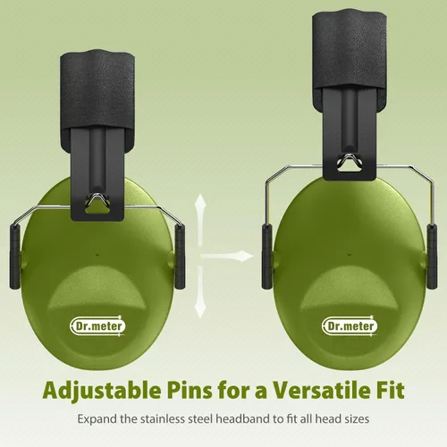 Vista 2 de Orejeras con cancelación de ruido del Dr.meter: auriculares con cancelación de ruido SNR27.4 con diadema ajustable, orejeras con protección auditiva