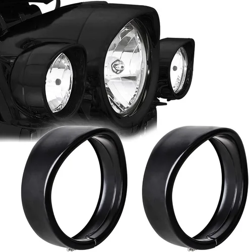 Vista 8 de NTHREEAUTO Aros de adorno para luces de cruce de motocicleta de 4.5", con visor de lámpara antiniebla cromado compatible con Harley Touring, Road