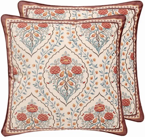 patdrea Fundas de almohada decorativas de diseño vintage de 18"x18", fundas de almohada de terciopelo rojo de lujo con patrón floral de pájaros,