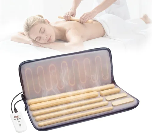 Bolsa calentadora de masaje de bambú caliente con 8 varillas de bambú cálidas, calentador eléctrico profesional portátil para piedra, controlador de