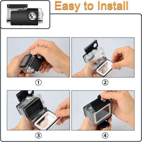 Vista 7 de Carcasa impermeable para GoPro Hero 5 6 7 negro, carcasa protectora de buceo subacuático con soporte para Go Pro Hero5 6 Hero7 Black Action Camera