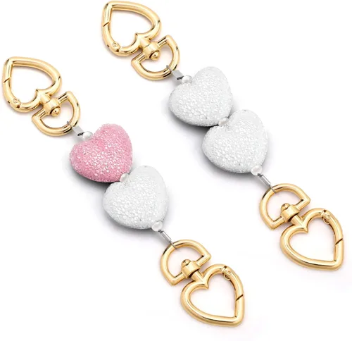 Vista 10 de 2 piezas de cadenas extensoras para bolsos de metal negro con perlas, dobles extensores de correa para bolsos, para bolsos de mano y bandolera