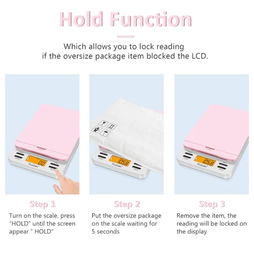 Vista 4 de Fuzion Báscula postal digital, báscula de envío de 86 lb/0.1oz para paquetes con retención y tara, báscula de franqueo con soporte abatible, báscula