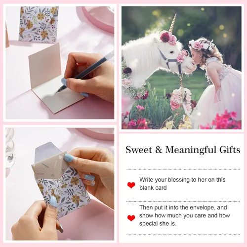 Vista 7 de Hidepoo Collar de unicornio para niñas Collar de unicornio chapado en oro de 14 quilates, oro rosa, oro blanco, circonita cúbica, collar