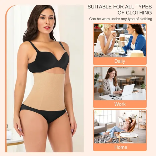 Vista 6 de Corset de cintura para la pérdida de peso. Modelador corporal deportivo para hacer ejercicio. Faja corporal. Quemador de grasa del abdomen, Beige
