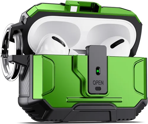 Vista 19 de DASFOND Armor - Funda rígida para auriculares Airpods Pro, grado militar, protección completa, a prueba de golpes, soporte de carga inalámbrica