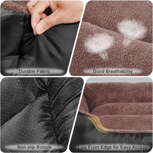 Vista 4 de Camas para perros pequeños, camas para mascotas pequeñas con laterales, cama rectangular para perros con fondo antideslizante