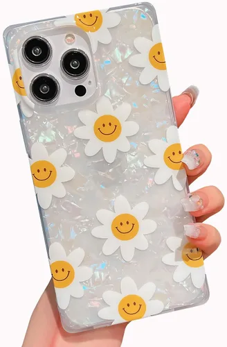 Vista 14 de BANAILOA Funda compatible con iPhone 14 Pro con borde rectangular, bonita funda protectora de lujo con pintura al óleo y flores para mujeres