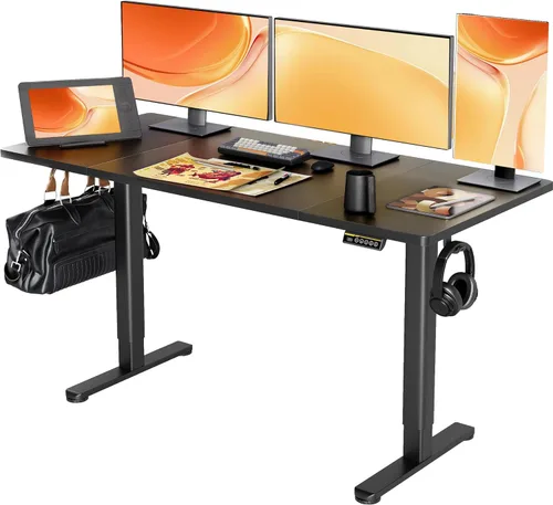 Vista 32 de Claiks - Escritorio eléctrico de pie, escritorio de altura ajustable para trabajar sentado o de pie, escritorio de oficina en casa con tablero