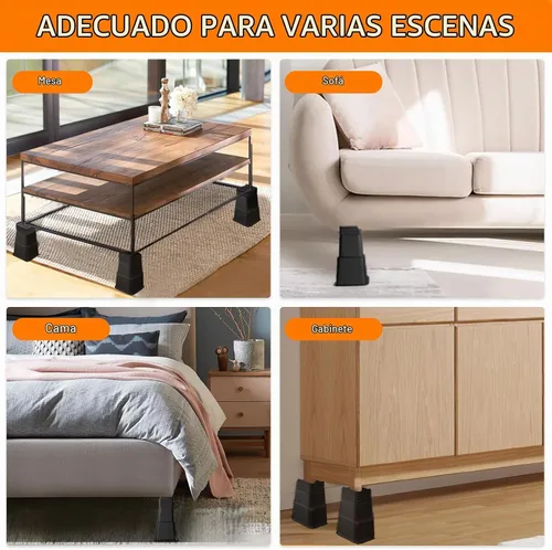 Vista 7 de shouwuhho Elevadores de cama de 12 pulgadas para trabajo pesado, elevadores de muebles de gran tamaño que soportan hasta 6,000 libras para sofá