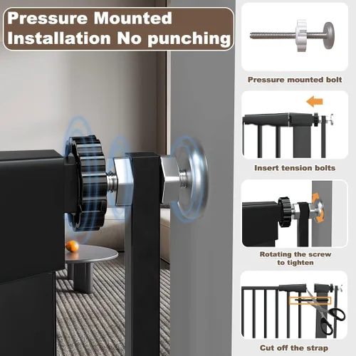 Vista 4 de Puerta para gatos extra alta de 51.18 pulgadas, puerta ajustable para mascotas para puertas y escaleras de 29.5 a 40.5 pulgadas de ancho, puerta