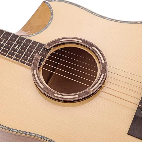 Vista 5 de Alnicov 1 agujero de sonido para guitarra con incrustaciones de madera para guitarra acústica, accesorio de bricolaje palisandro