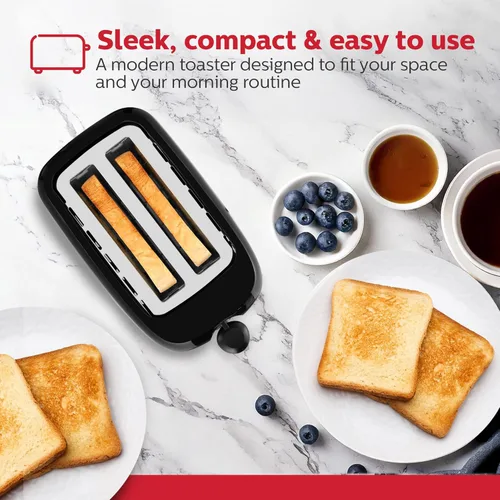 Vista 2 de Holstein Housewares - Tostadora de 2 rebanadas con 6 ajustes de control de marrón, negro - Ideal para tostar pan, bagels y waffles