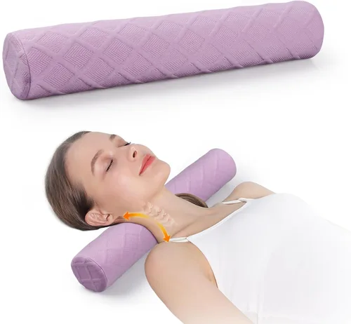 Vista 8 de Cozyhealth Almohada cervical pequeña de 3.1 pulgadas de alto, almohada cilíndrica de espuma viscoelástica suave media para dormir, soporte de cuello