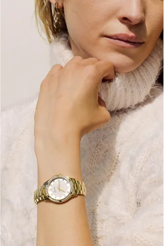 Vista 5 de Bulova Ladies' Crystal Stainless Steel 3-Hand Quartz Watch, White Mother-of-Pearl Dial