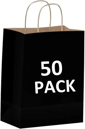 Vista 41 de Qutuus Bolsas de regalo de estraza grandes con asas, 25 bolsas de regalo de 10 x 5 x 13 pulgadas, bolsas de papel kraft reutilizables para compras