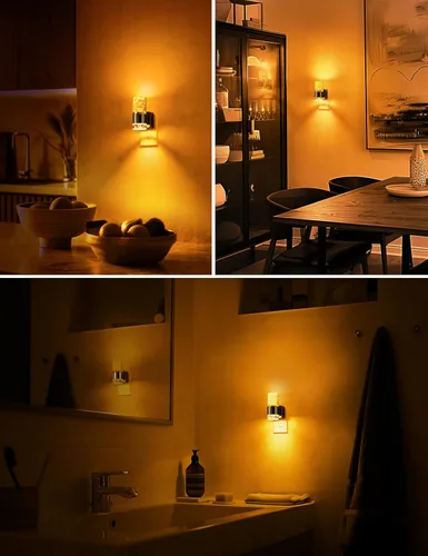 Vista 54 de L LOHAS LED Luz nocturna, paquete de 2 luces nocturnas de burbujas de 3000 K enchufables a la pared, luces nocturnas acrílicas con sensor de luz