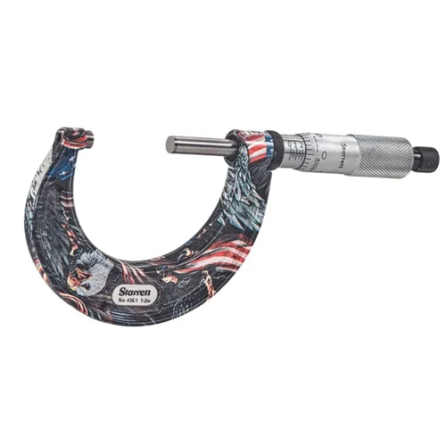 Vista 31 de Starrett Micrómetro exterior con husillo de una pieza, acabado de cromo satinado y diseño avanzado de manga - Tema de orgullo americano, rango de 0