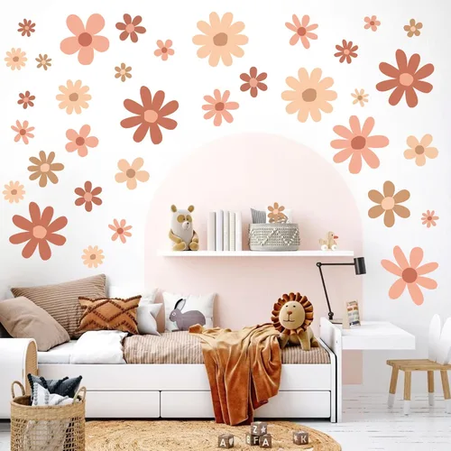 Vista 5 de 12 Hojas de Calcomanías de Margaritas para Pared, Adhesivos de Flores de Estilo Boho, Pegatinas de Pared Lindas para Niñas, Decoración