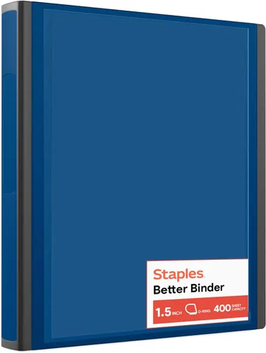 Vista 11 de Carpeta con anillos en forma de "D" de 1 pulgada para mejor visualización Staples, Negro