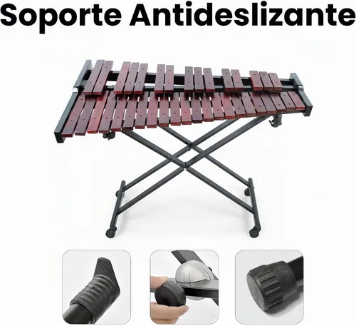 Vista 8 de Gearlux Xilófono de madera de 37 teclas con mazos, soporte ajustable y bolsa de concierto