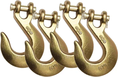 Mytee Products Paquete de 4 ganchos deslizantes de horquilla de 3/8 pulgadas – 6,600 libras WLL Heavy Duty Grado 70 Gancho de cadena de remolque