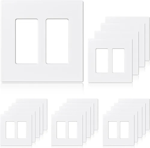 Vista 13 de ELEGRP - Placas de pared decorativas sin tornillos de 1 banda, tamaño mediano, cubierta de termoplástico irrompible para interruptor de toma de Negro