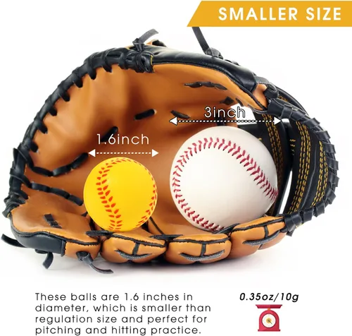 Vista 3 de Urspasol Paquete de 20 mini pelotas de béisbol de espuma de 1.6 pulgadas, perfectas para practicar bateo y lanzar, mejorar tu precisión de bateo