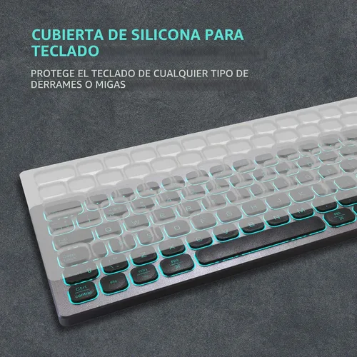 Vista 6 de POWZAN Teclado de Aluminio Silencioso con Cable Retroiluminado - Tecla Chiclet Delgada Compatible con Apple iMac, MacBook, Mac y PC, Teclado USB