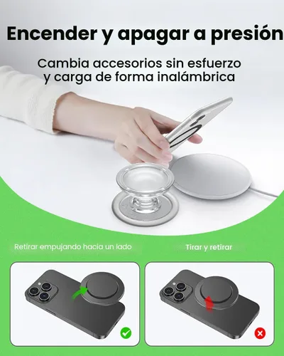 Vista 7 de Soporte magnético para teléfono móvil plegable y extensible estilo océano para teléfono inteligente, tableta, accesorio de teléfono celular (rosa)