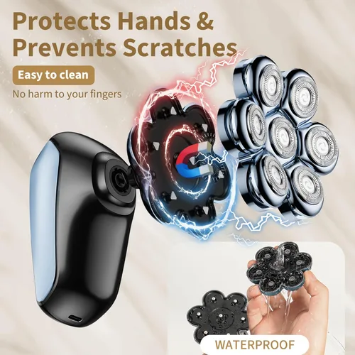 Vista 3 de Head Shavers for Bald Men: 5-in-1 Electric Razor - IPX7 Waterproof Shaving Grooming Kit for Balder - Turbo Speed & Precision Blades (Little Gold)