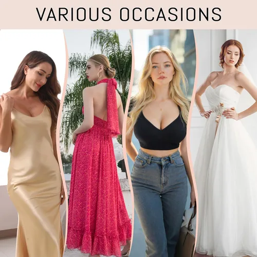 Vista 6 de Sticky Push Up Strapless Bras for Women,Ultra Adhesive Bra for Backless Dress,Invisible Silicon Bra with Nipple Cover