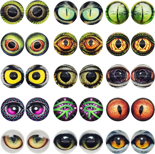 Vista 7 de 100 piezas de búho, serpiente, lagarto, ojos de animales, cabujón de cristal para hacer muñecas de arcilla, esculturas, accesorios