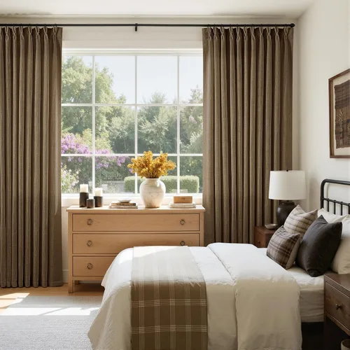 Vista 184 de Cortinas de lino para cocina o sótano, estilo bohemio o de casa de campo, semitraslúcidas, con pliegues pinzados, cortinas cortas tipo café - 2