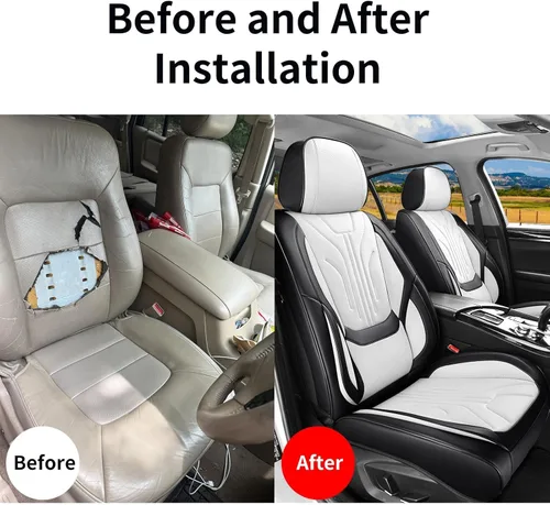Vista 3 de Juego completo de fundas de asiento de automóvil para la mayoría de los automóviles, funda de asiento de automóvil de cuero Nappa, protector