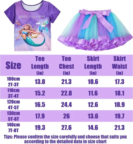 Vista 5 de YODISON Little Mermaid Outfit Set Costume, Rainbow Tutu Dress for Halloween Birthday Party