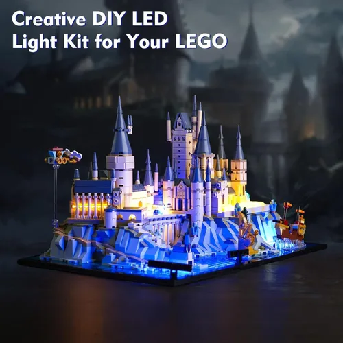 Vista 6 de VONADO Luz compatible con Lego Hogwarts Castle and Grounds 76419, versión musical, juego de iluminación creativa, accesorios compatibles con Lego
