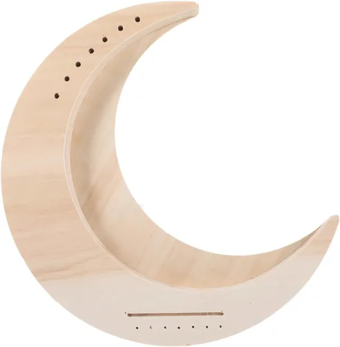 Vaguelly Instrumento musical portátil con forma de luna de lira de madera de 7 cuerdas para principiantes, práctica y rendimiento de bricolaje 11.81
