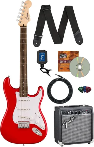 Vista 11 de Fender Squier Sonic Stratocaster - Paquete Surf Green con amplificador Frontman 10g, bolsa de concierto, cable, correa, afinador, púas y DVD