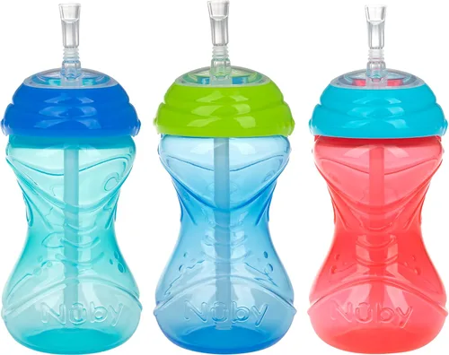 Vista 12 de Nuby Vaso antiderrames con popote flexible (paquete de 3) 10 onzas