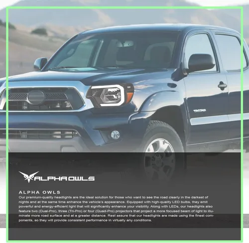 Vista 7 de Alpha Owls 8719855 Faros Delanteros de Cristal con Barra de Luz LED Secuencial Switchback y Luz de Arranque - Negro Ámbar Compatible con Toyota