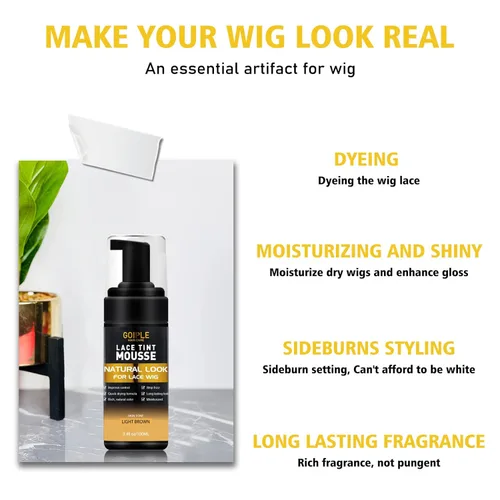 Vista 5 de Mousse de fusión de tinte de encaje para tupés, extensiones y pelucas de mujer, color de acabado natural, pegamento para peluca y juego