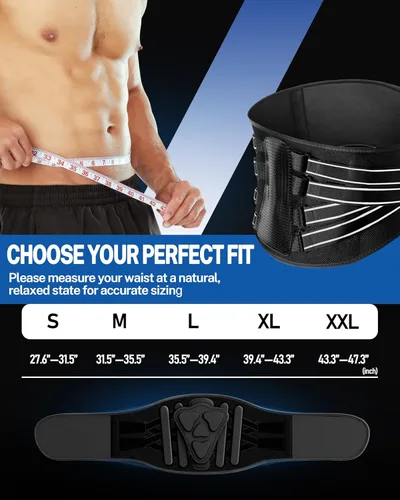 Vista 7 de Soporte de espalda para aliviar el dolor de espalda baja, cinturón de apoyo lumbar para hernia de disco, ciática, escoliosis, diseño transpirable