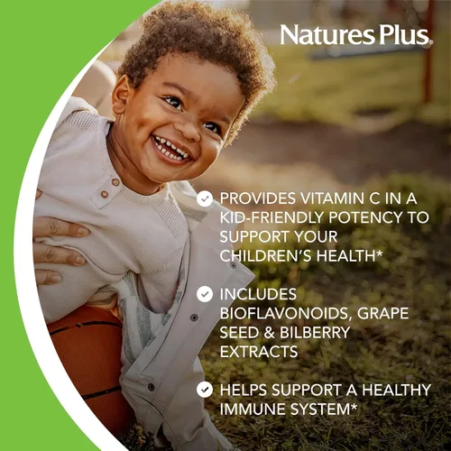 Vista 4 de NaturesPlus Animal Parade Vitamina C Masticable para niños, sabor a jugo de naranja natural, 90 tabletas en forma de animal, vegano, vegetariano